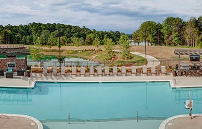 Lakeside Pool and sundeck at LangTree Lake Norman Apartments, Mooresville, 28117