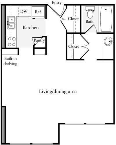 Studio, 1 bath, 493 sqft, $2,090, Unit 0315