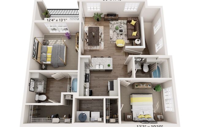 2 beds, 2 baths, 1,073 sqft, $2,080, Unit 7204