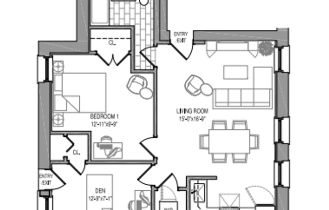 2 beds, 1 bath, 825 sqft, $3,045, Unit 849-3A