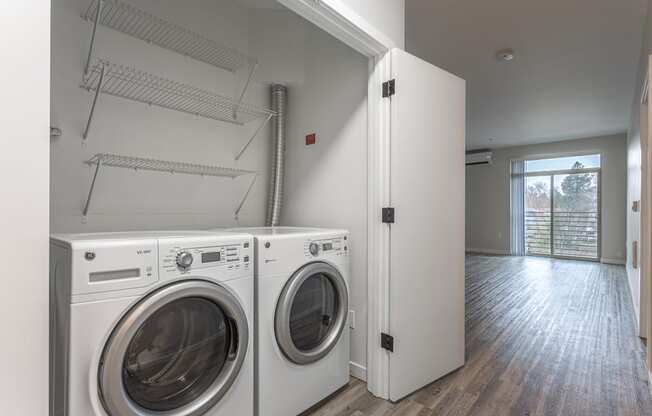 a washer and dryer in a laundry room