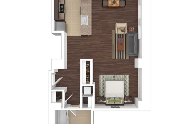 Studio, 1 bath, 671 sqft, $2,115, Unit M-0204