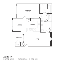 1 bed, 1 bath, 932 sqft, $1,709