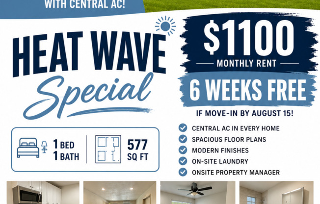 Newly Remodeled – New Price Starting at $1,100