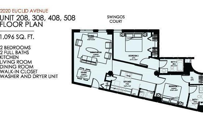 2 beds, 2 baths, 1,096 sqft, $1,655, Unit 408
