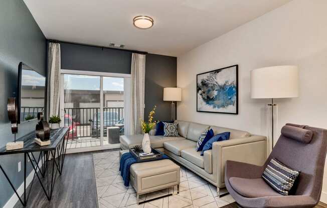 Living Room at West Line Flats Apartments in Lakewood, CO