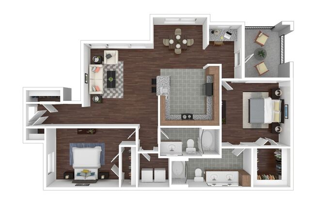 2 beds, 2 baths, 1,187 sqft, $1,435