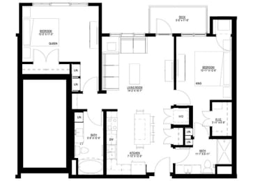 2 beds, 2 baths, 1,108 sqft, $1,710