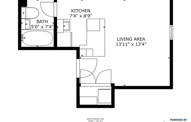Studio, 1 bath, $2,550, Unit 3