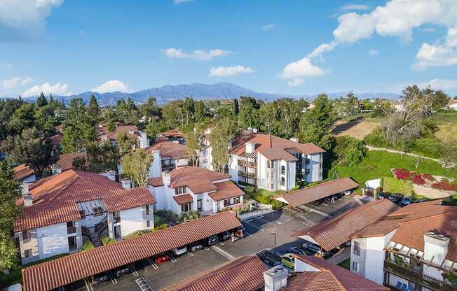 Aerial of Ridgecrest Apartments and carport