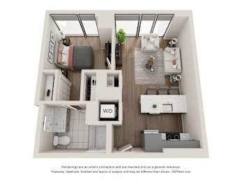 1 bed, 1 bath, 588 sqft, $2,057