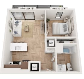 1 bed, 1 bath, 591 sqft, $1,522