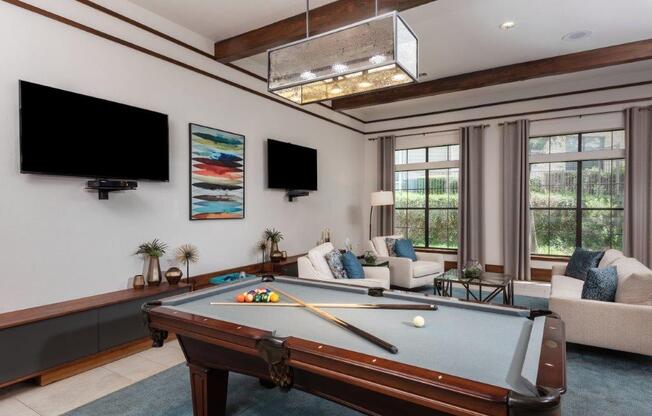pool table in the game room