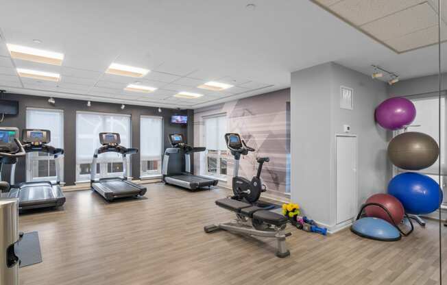 Cardio equipment at The Amelia Apartments in Quincy, MA
