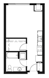 Studio, 1 bath, 535 sqft, $1,852