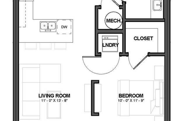 Studio, 1 bath, 560 sqft, $1,600, Unit Heritage East- Unit 110