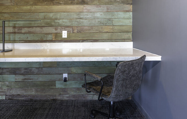 a counter and bar stool at Lotus Republic Apartments for rent in Downtown Salt Lake City, Utah