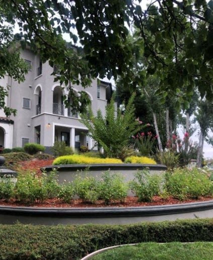 a building with a lot of plants in front of it  at Falcon Bridge at Gale Ranch, San Ramon, CA