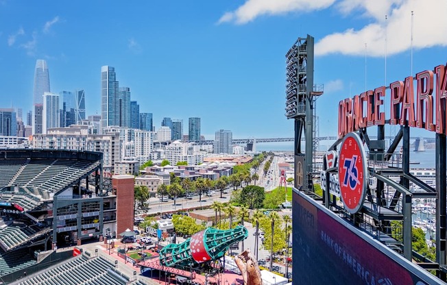 A view of a baseball stadium with a sign that reads "Race Park".