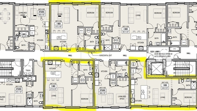 1 bed, 1 bath, $3,350, Unit 303