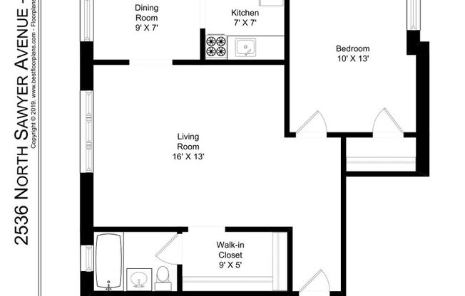 1 bed, 1 bath, 696 sqft, $1,795, Unit 202