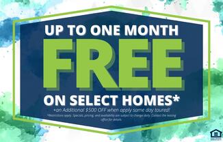 A promotional image advertising a free month on select homes.