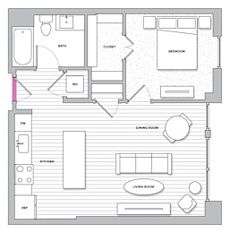 1 bed, 1 bath, 696 sqft, $2,350