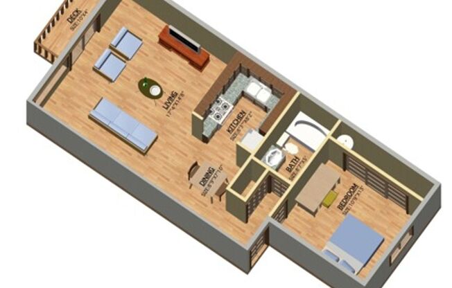 1 bed, 1 bath, 750 sqft, $1,375, Unit B211