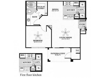 1 bed, 1 bath, 715 sqft, $1,387