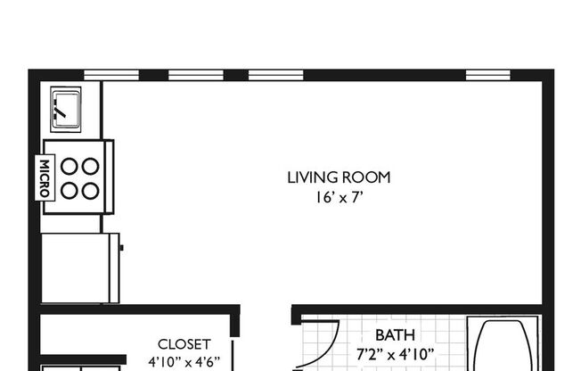 Studio, 1 bath, 201 sqft, $1,315, Unit 418