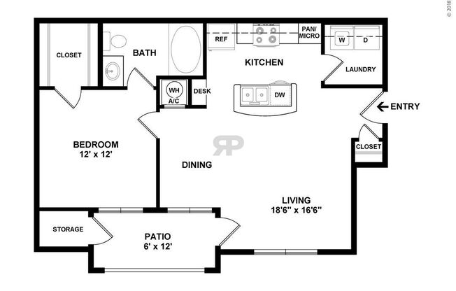 1 bed, 1 bath, 676 sqft, $942