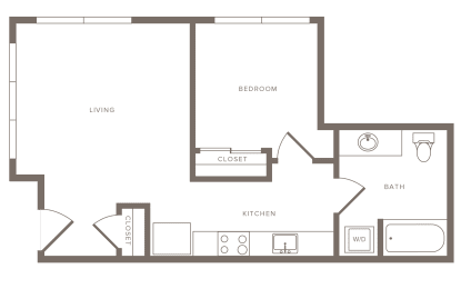 1 bed, 1 bath, 627 sqft, $1,850