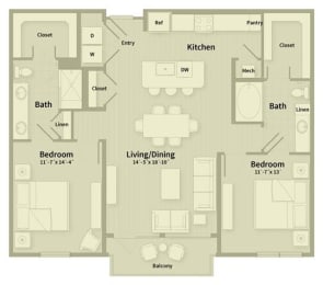 2 beds, 2 baths, 1,210 sqft, $2,723