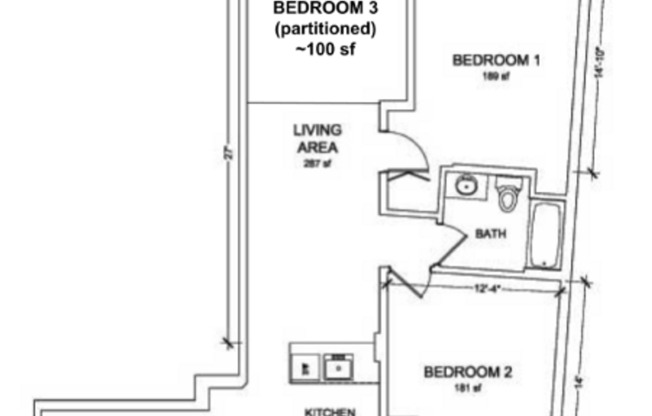 3 beds, 1 bath, 810 sqft, $3,995, Unit 213