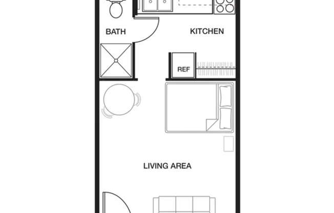 Studio, 1 bath, 300 sqft, $979, Unit 15