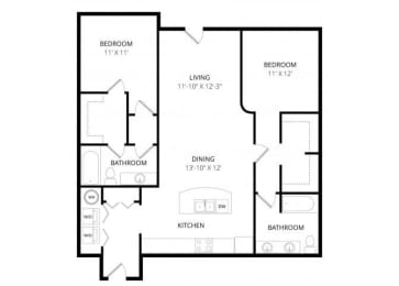 2 beds, 2 baths, 1,183 sqft, $2,736