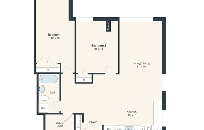 2 beds, 1 bath, 959 sqft, $1,764