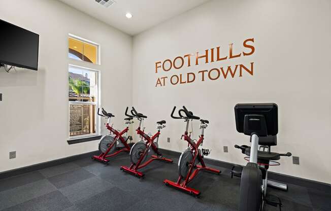 Foothills at Old Town Apartments fitness center cycling machines