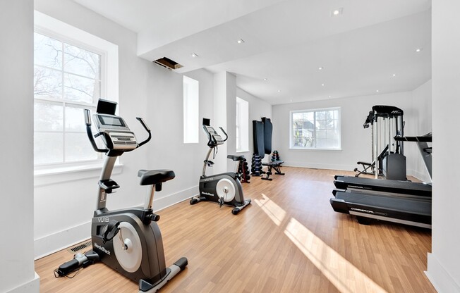 Elevate your fitness routine at Icon Downtown Durham with our state-of-the-art gym, featuring modern equipment and ample natural light. Achieve your wellness goals in a motivating environment. Schedule a visit today to see it for yourself!