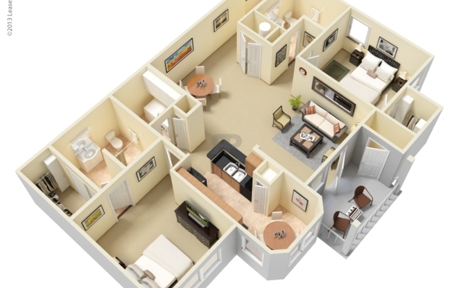 2 beds, 2 baths, 1,198 sqft, $1,724