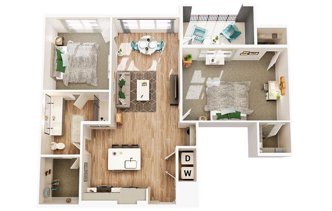 2 beds, 2 baths, 1,155 sqft, $1,606