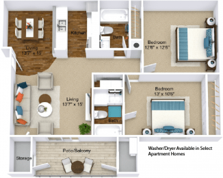 2 beds, 2 baths, 912 sqft, $1,703