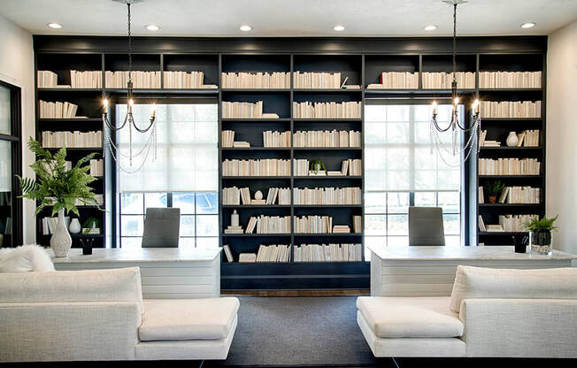 Resident Library with Work-From-Home Spaces at The Sophia at Abacoa, Jupiter, Florida