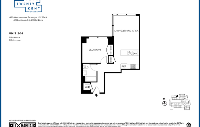 1 bed, 1 bath, $4,658, Unit 204