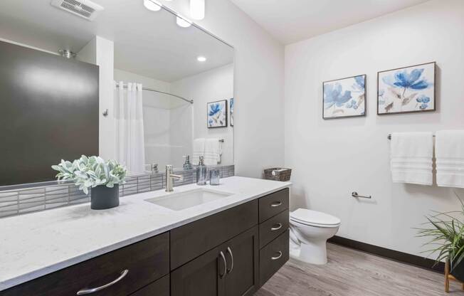 bathrooms are spacious and feature modern finishes