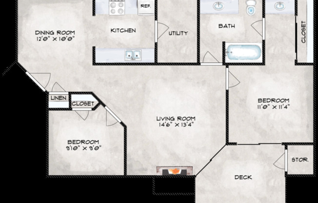 2 beds, 1 bath, 938 sqft, $1,275