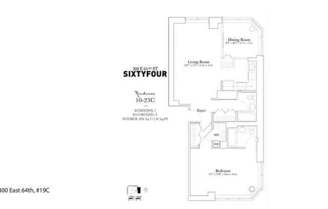 2 beds, 2 baths, 963 sqft, $7,500, Unit 19C