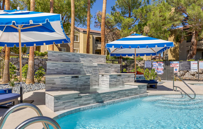 The centerpiece of the deck is an elegantly updated waterfall, adding a touch of tranquility with its soothing sounds.