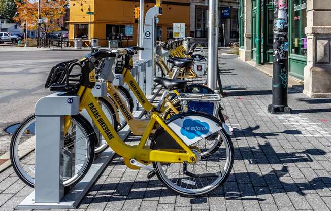 bicycle rental station at Edge 35, Indiana