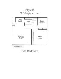 2 beds, 1 bath, 985 sqft, $1,380